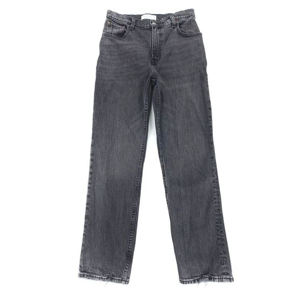 ABERCROMBIE 90s Straight Ultra High Rise Jeans Dark Denim Black 27 4 Short Y2k - Picture 1 of 9